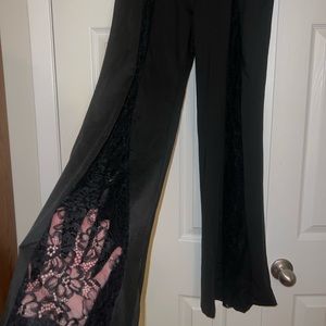 Black pants with lace slits